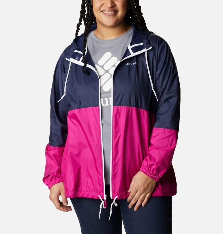 Women's Columbia Flash Forward Windbreaker Jackets Navy / Fuchsia | Plus Size CA-HC0A8